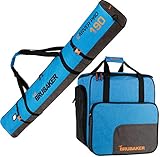 BRUBAKER Conjunto Carver Performance - Bolsa para Botas y Casco de ski Junto para 1 par de esquís + Bastones + Botas + Casco - Azul Negro - 190 cm